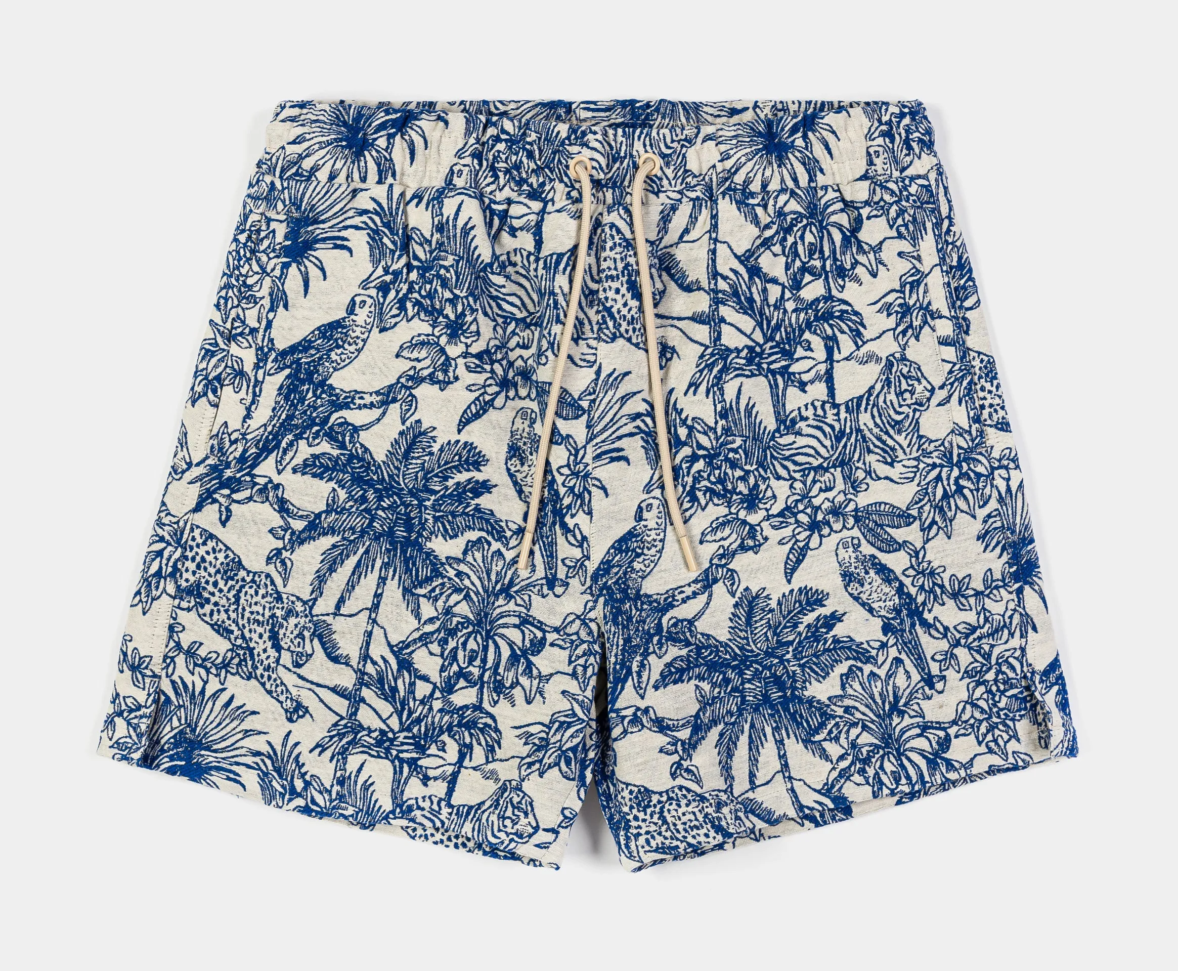 Jungle Woven Jacquard Mens Shorts (Blue/Tan)