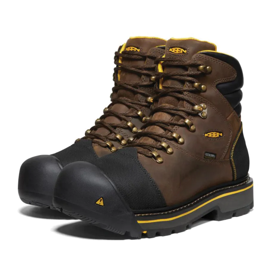 KEEN 1009174-7-D Men's Heavy-Duty Milwaukee Boots, 7, D, Dark Earth, Steel Toe, Leather Upper, Rubber Outsole