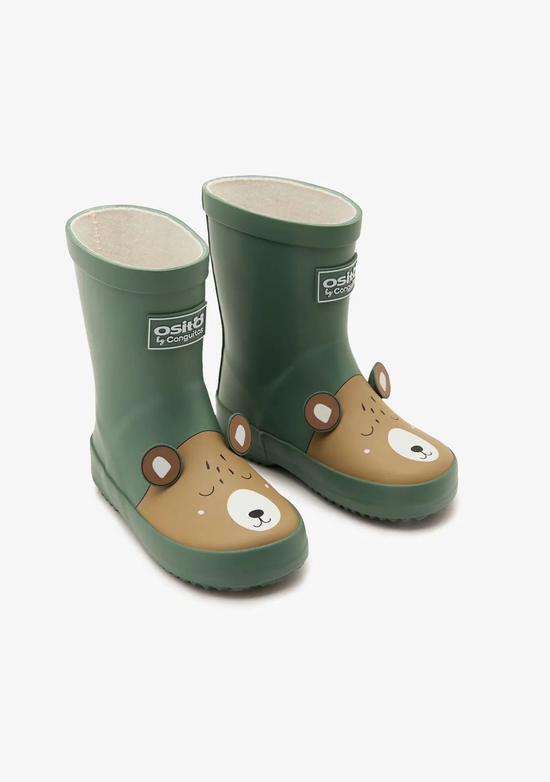 Khaki Bear Rain Boots