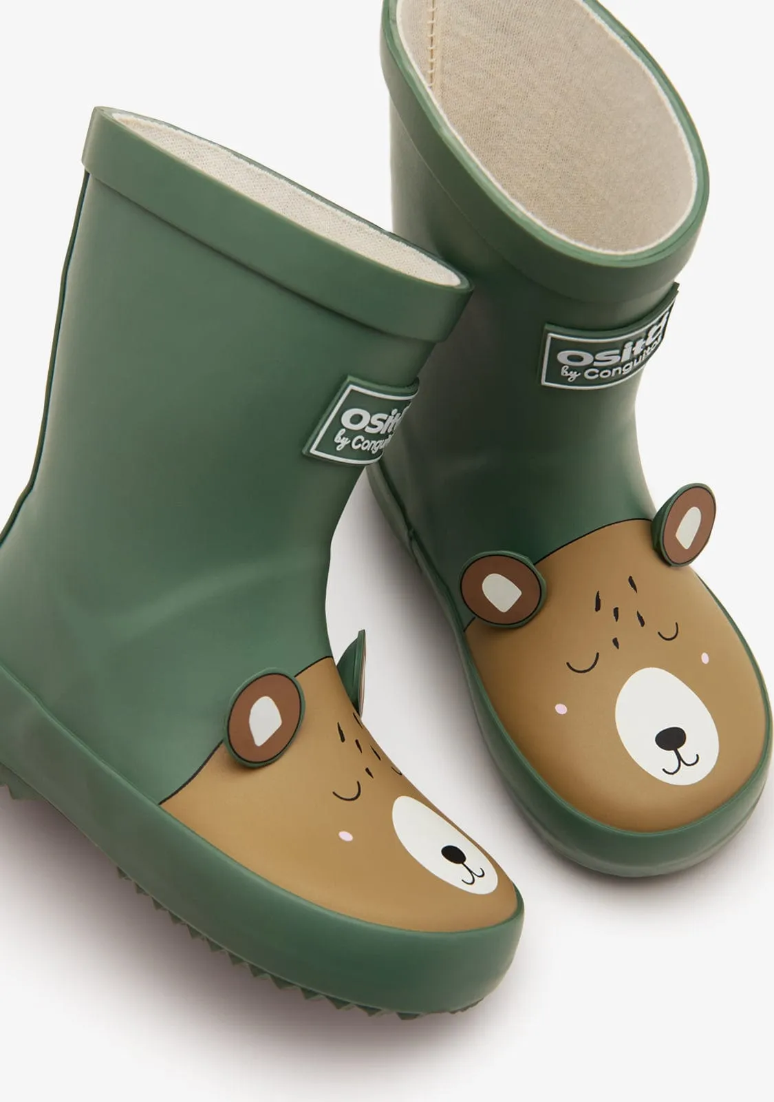 Khaki Bear Rain Boots