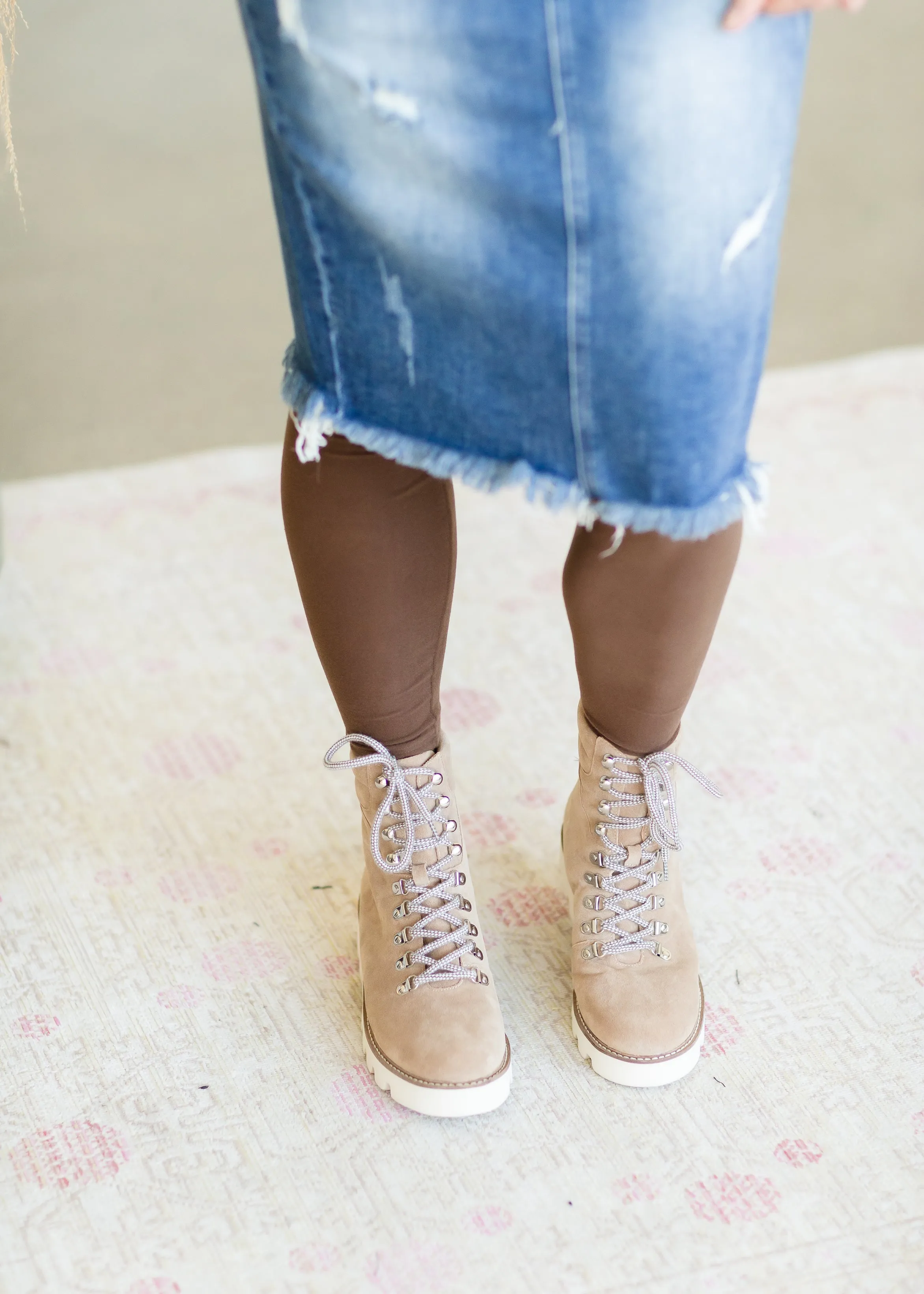 Khaki Lace Up High Top Boot - FINAL SALE