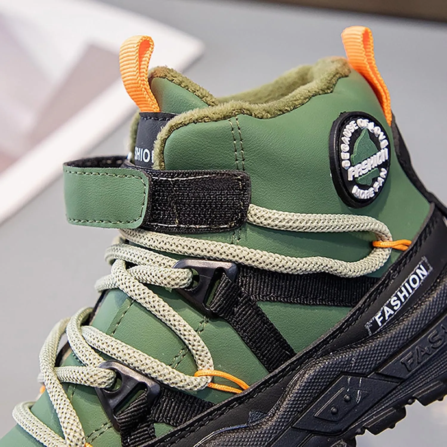 Kids Snow Boots Warm Outdoor Hiking Shoes aterproof Anti-Slip Boots Walking Climbing Sneaker Antiskid Seel Buckle Sole