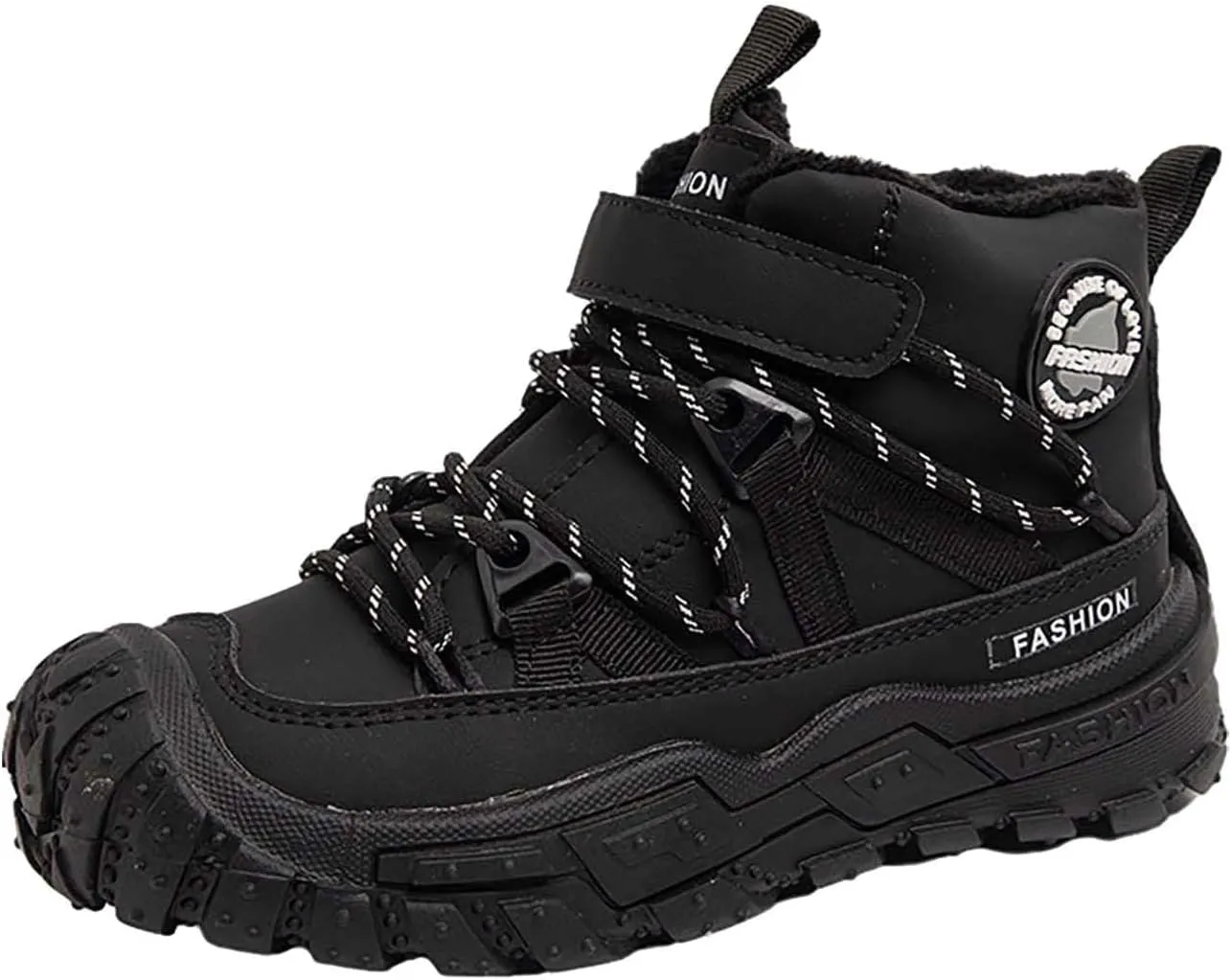 Kids Snow Boots Warm Outdoor Hiking Shoes aterproof Anti-Slip Boots Walking Climbing Sneaker Antiskid Seel Buckle Sole