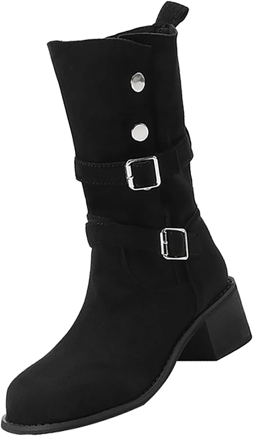 Knee High Boots for Women Wide Calf And Feet Breathable Fashion Round Head Chunky Heel Womens Rain Boots Wide Calf Short