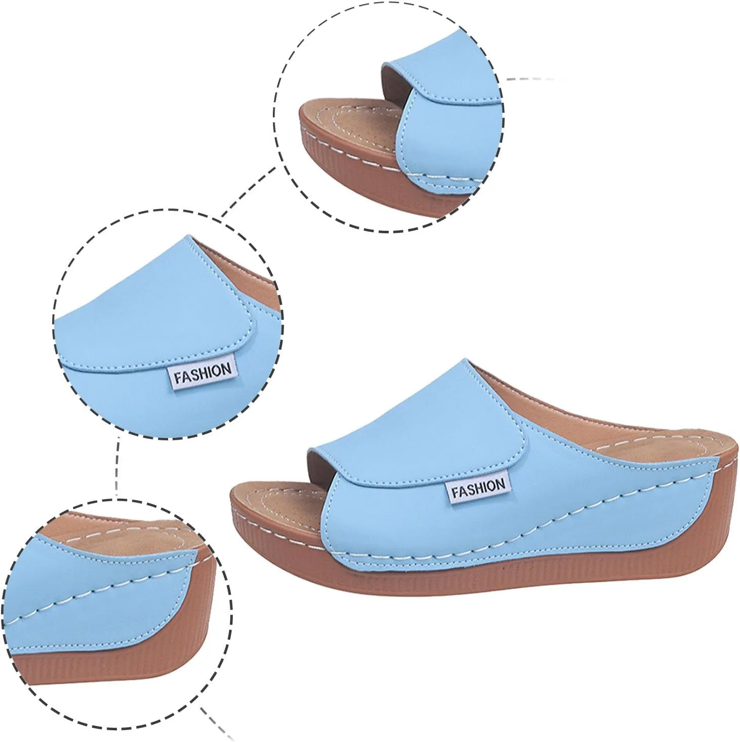 Ladies Fashion Solid Color Leather Exposed Toe Thick Sole Casual Sandals And Slippers Sandals Shoes for Women Memory Foam