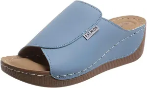Ladies Fashion Solid Color Leather Exposed Toe Thick Sole Casual Sandals And Slippers Sandals Shoes for Women Memory Foam