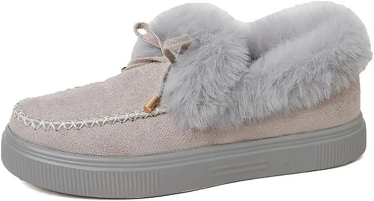 Ladmiple Snow Boots For Women 2023 Trendy Warm Ankle Booties Comfortable Slip On Outdoor Fur Lined Walking Winter Shoes