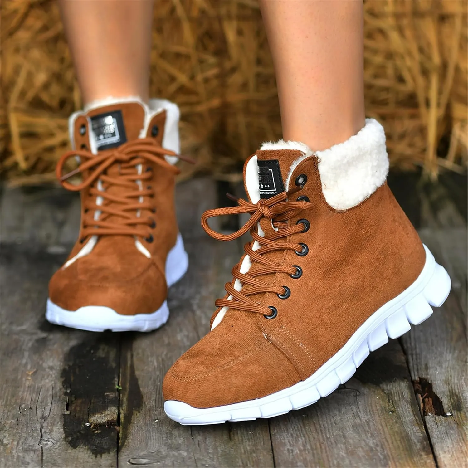 Ladmiple Snow Boots For Women 2023 Trendy Winter Warm Ankle Booties Fur Lined Anti-Slip Outdoor Slip On Comfortable Warm Shoe