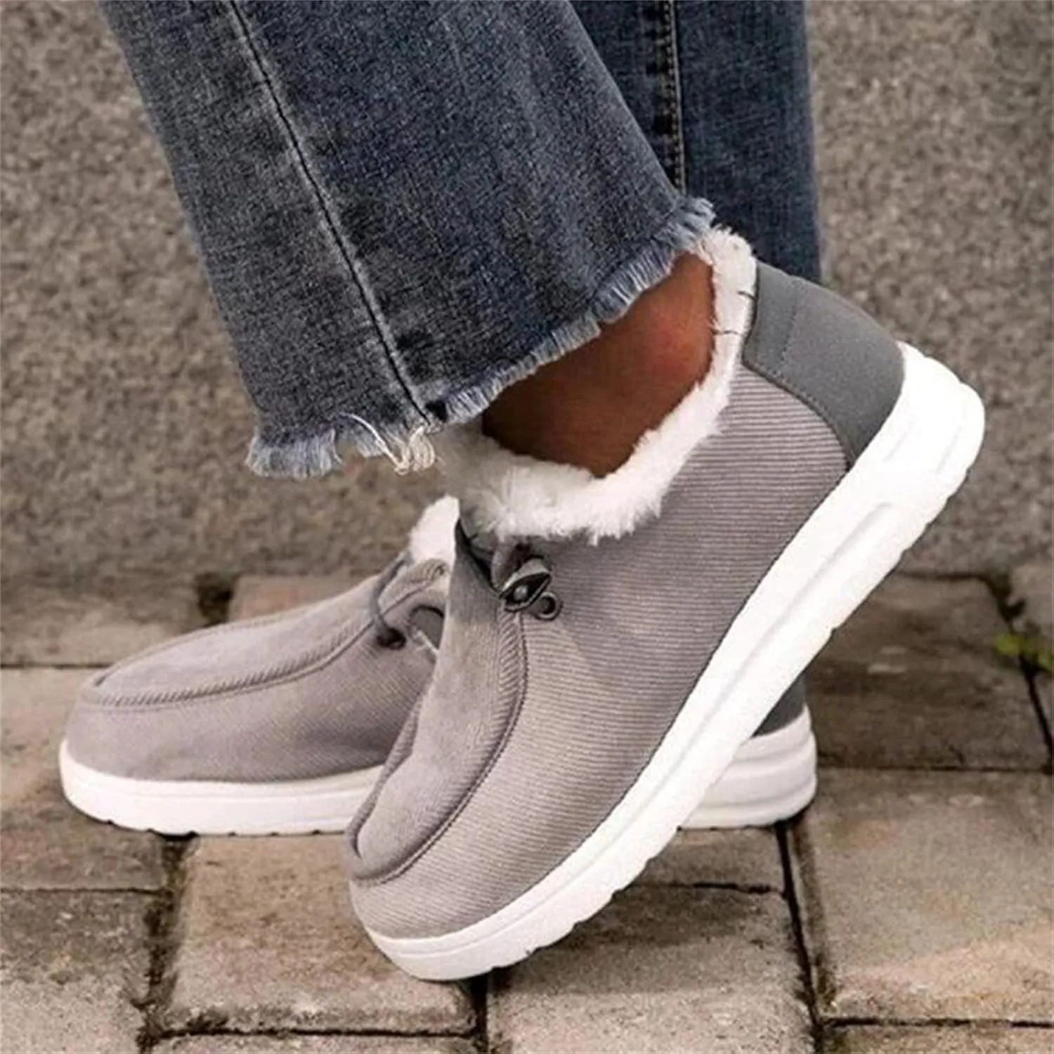 Ladmiple Snow Boots For Women Cute Wide Calf Warm Fur Lined Winter Boots Outdoor Slip On Comfortable Short Ankle Booties