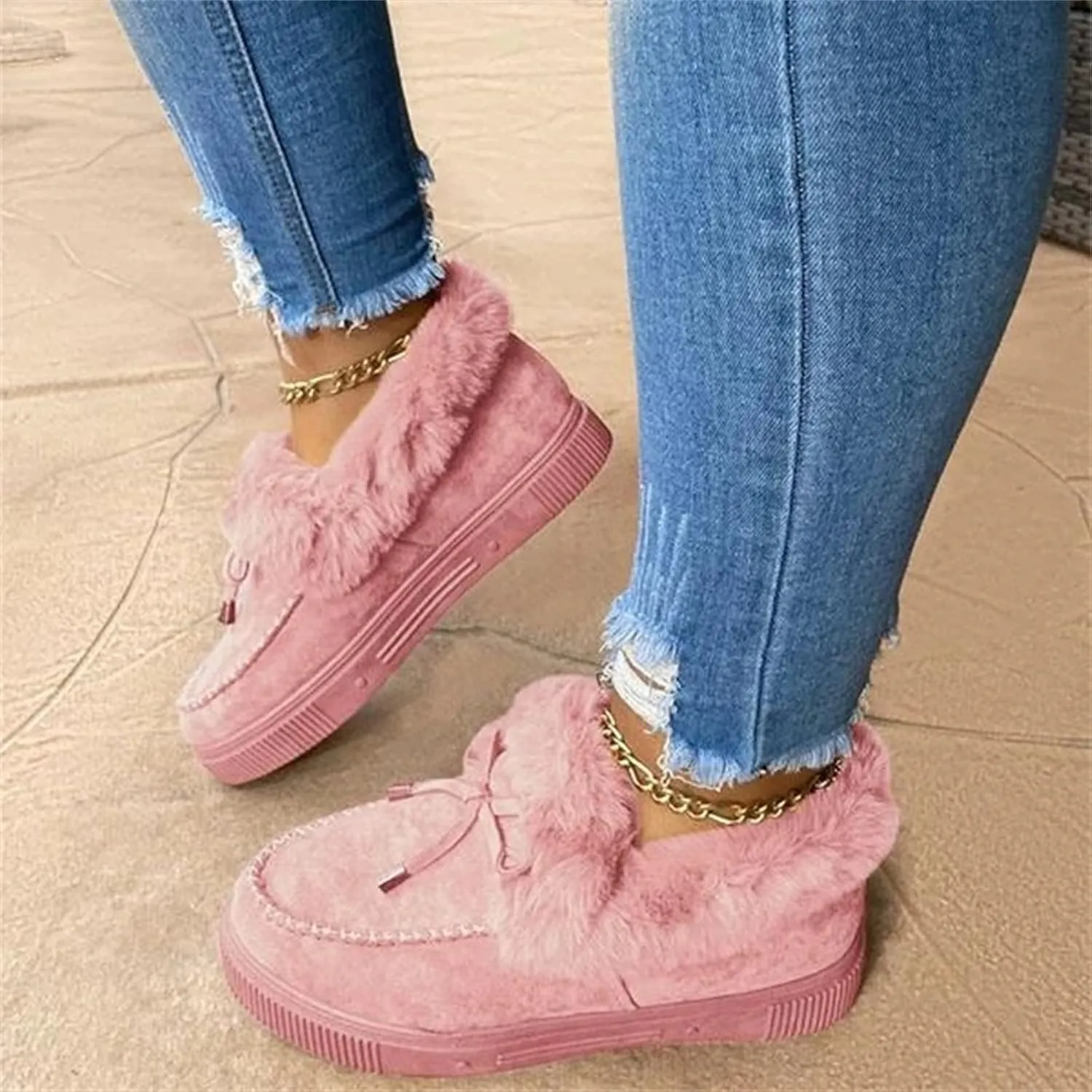 Ladmiple Winter Boots For Women Fashion Snow Boots Winter Shoes with Fur Lined Comfortable Warm Slip On Ankle Booties