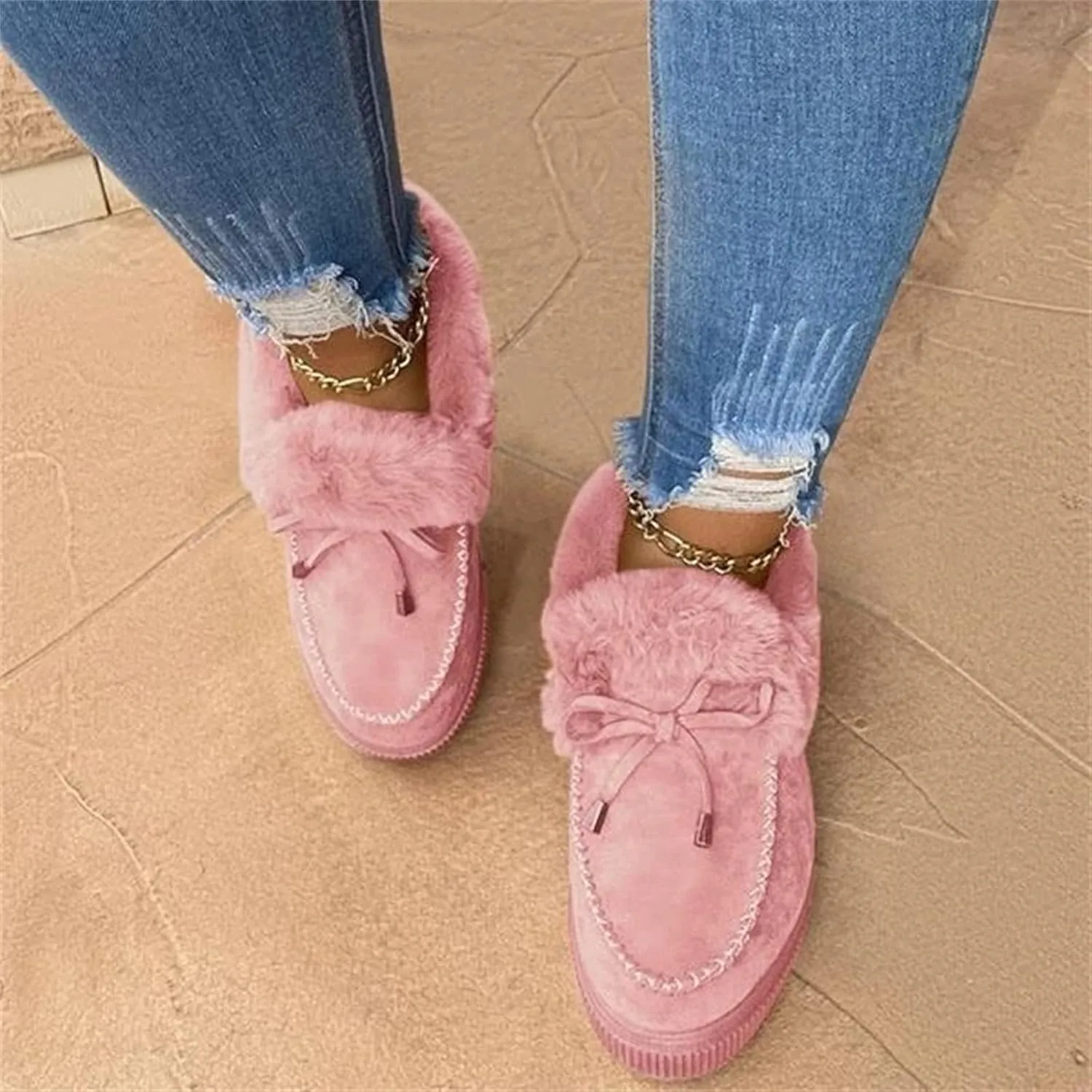 Ladmiple Winter Boots For Women Fashion Snow Boots Winter Shoes with Fur Lined Comfortable Warm Slip On Ankle Booties