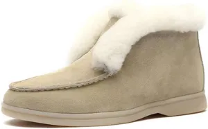 Ladmiple Winter Dress Boots For Women 2024 Snow Boots Slip on Warm Comfortable Outdoor Fur Lined Ankle Booties Loafers Shoes