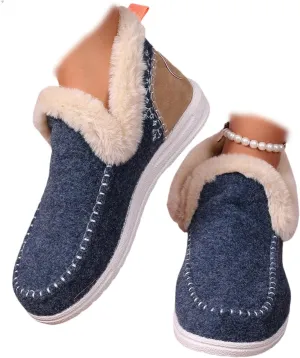 Lausiuoe Boots For Women Ankle Booties Warm Snow Boots Winter Shoes Fur Lining Short Booties Casual Fashion Loafers Shoes