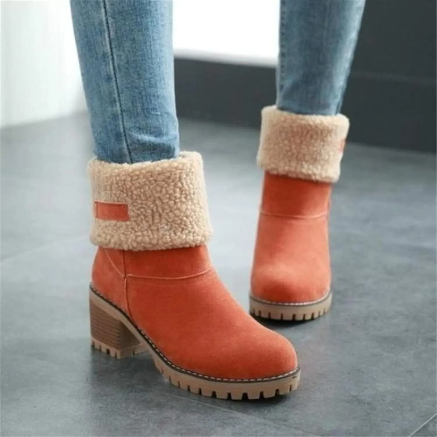 Lausiuoe Snow Boots For Women Wide Width Warm Winter Fuzzy Ankle Booties Cute Silp On Comfortable Casual Fashion Loafers