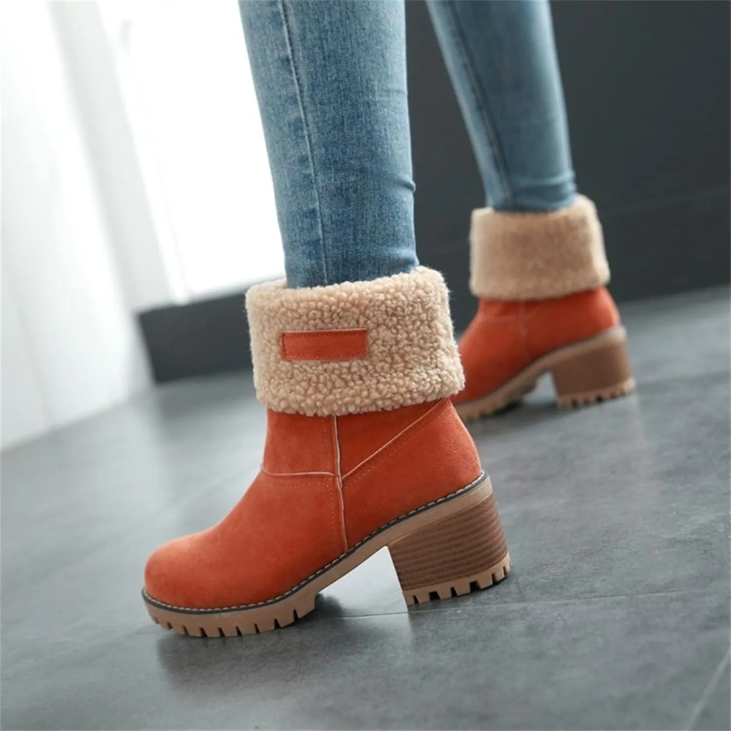 Lausiuoe Snow Boots For Women Wide Width Warm Winter Fuzzy Ankle Booties Cute Silp On Comfortable Casual Fashion Loafers