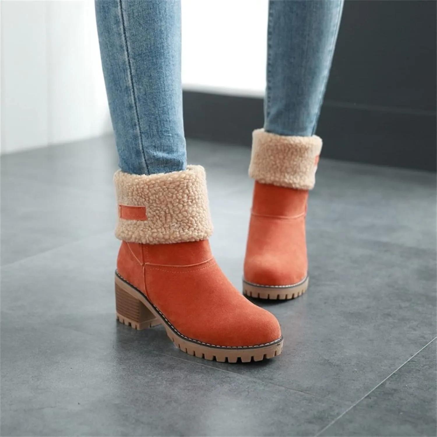 Lausiuoe Snow Boots For Women Wide Width Warm Winter Fuzzy Ankle Booties Cute Silp On Comfortable Casual Fashion Loafers