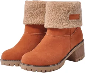 Lausiuoe Snow Boots For Women Wide Width Warm Winter Fuzzy Ankle Booties Cute Silp On Comfortable Casual Fashion Loafers