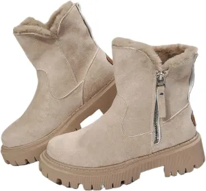 Lausiuoe Trending Winter Boots For Women 2024 Snow Boots Fuzzy Fur Lining Fashion Slip On Ankle Booties Warm Loafers Shoes