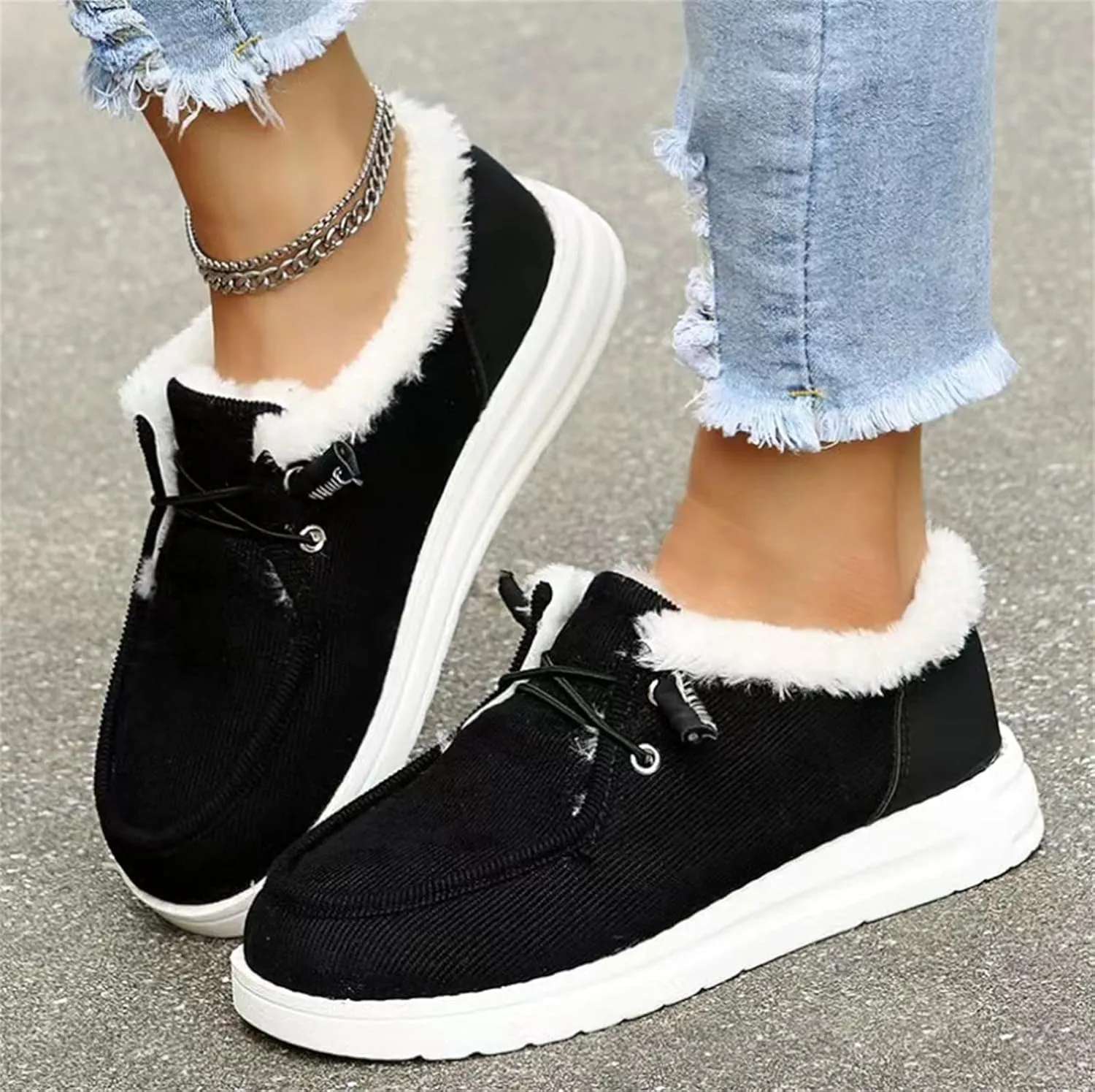 Lausiuoe Winter Boots For Women Fashion Snow Boots Fur Lining Warm Casual Trendy Outdoor Comfortable Fuzzy Shoes 2024
