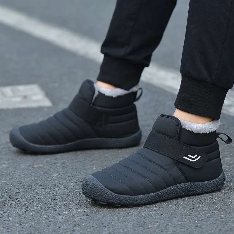 (Limited Time 49% Discount Event)  Men's Winter Warm Waterproof Non-slip Velcro Cotton Shoes Wide Toe Orthopedic Arch Support Slip-on Cotton Shoes