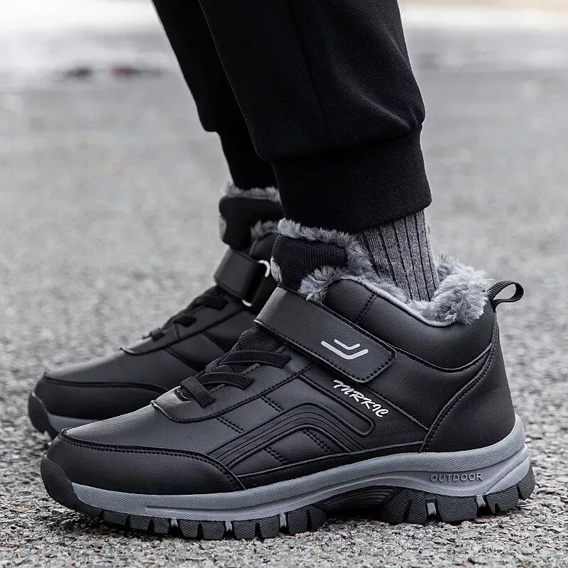 (Limited Time 49% Promotional Discount) Men's Winter Warm Orthopedic Hiking Snow Boots Waterproof Non-slip Wide Toe Arch Support Work Boots