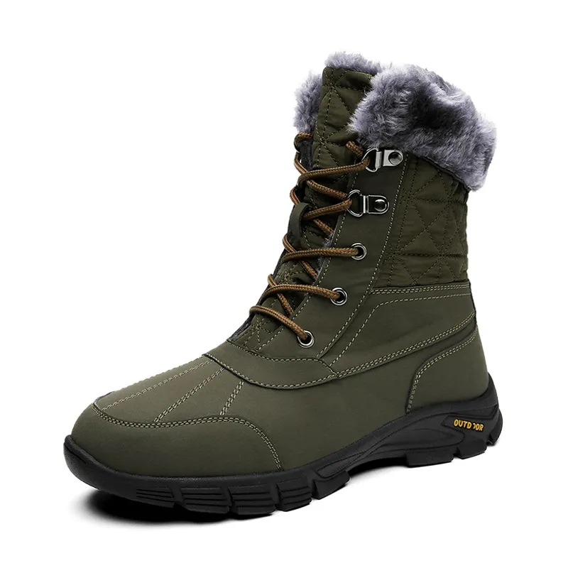 (Limited Time Sale 49%off)Men's Winter Warm Thick Leather Platform Fur Lined Snow Boots Waterproof Non-slip Wear-resistant Winter Boots