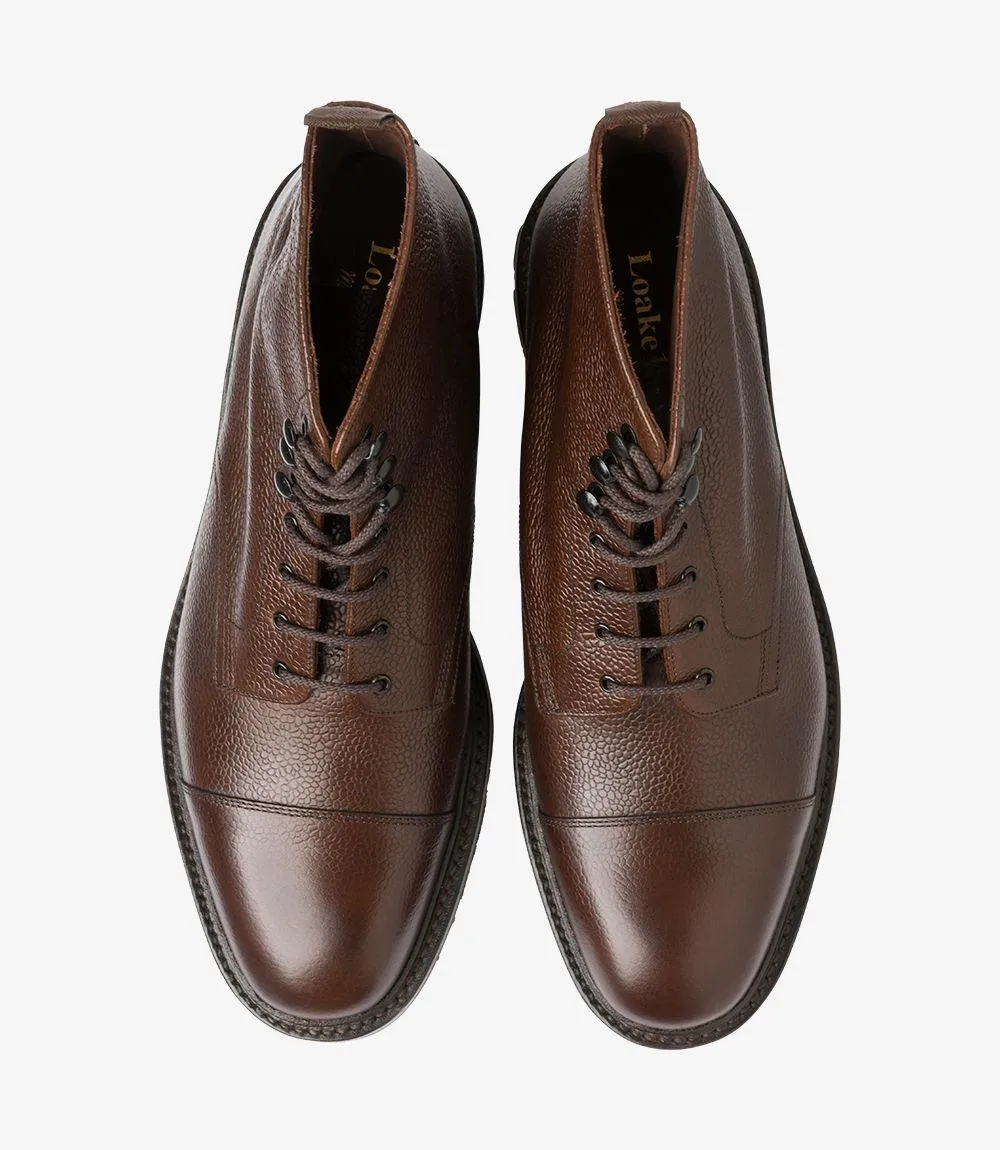 LOAKE SEDBERGH DARK BROWN DERBY BOOT RUBBER SOLE G-WIDE