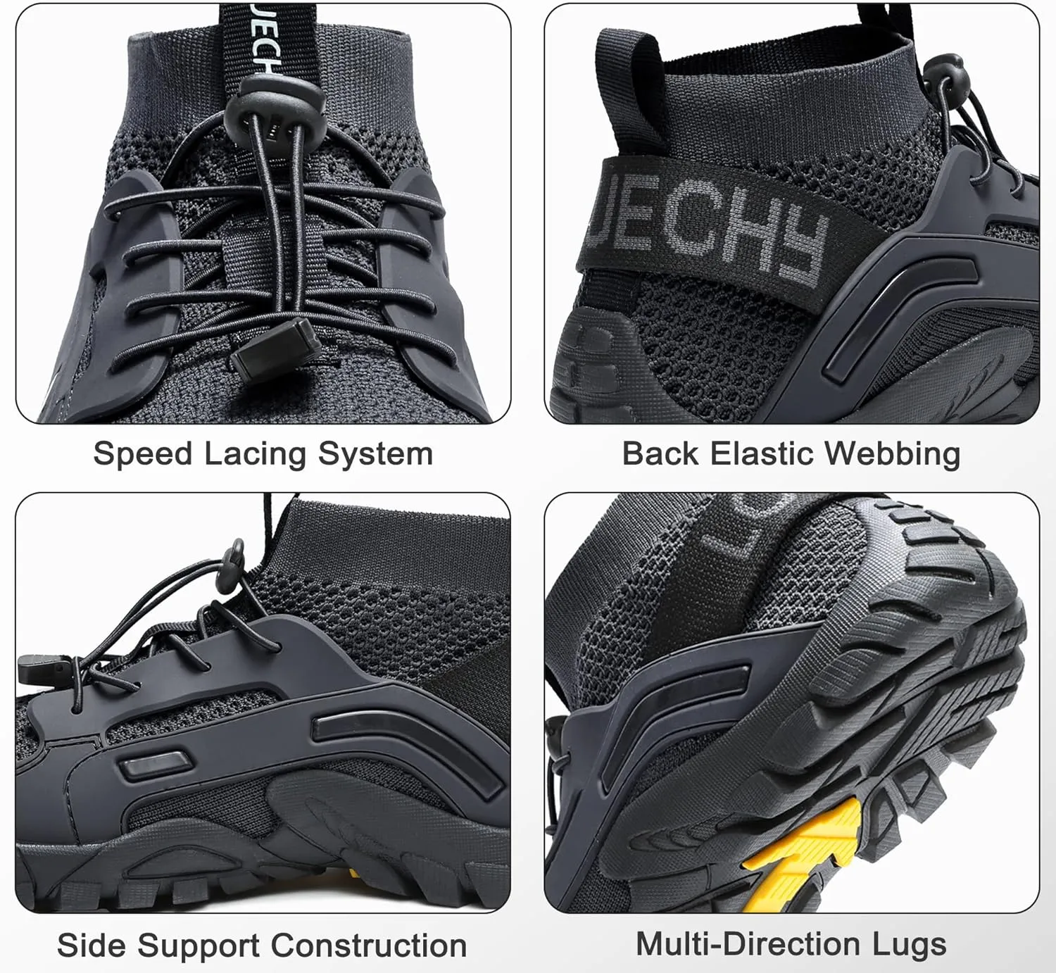 LOUECHY Men's Hiking Shoes Slip-On Walking Shoes Breathable Sock Sneakers