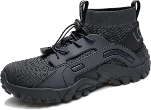 LOUECHY Men's Hiking Shoes Slip-On Walking Shoes Breathable Sock Sneakers