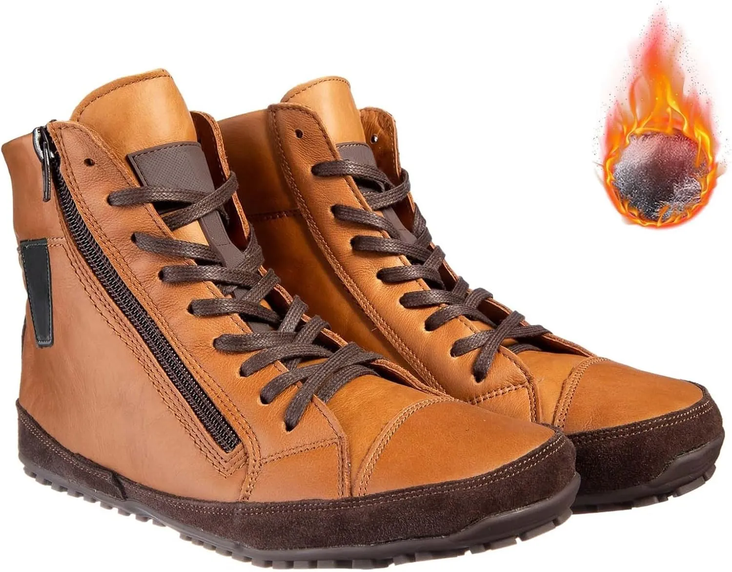 Magic Shoes Alaskan Mens Winter Boots with Fleece Lined Barefoot Shoes for Couples Non-Slip Hiking Footwear Comfort Warm Work Boots Grounded Shoes Zero Drop Booties Walking