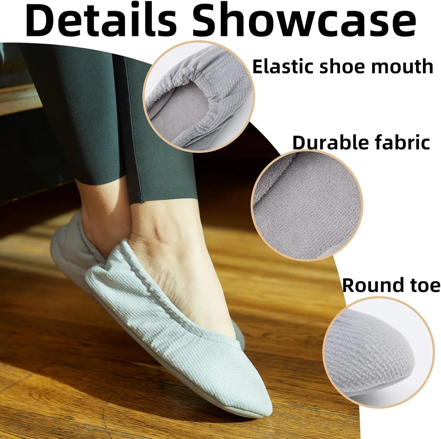 Magtoe Women's Lightweigt Indoor Slippers Memory Foam Portable Home Shoes Soft Foldable Rubber Sole
