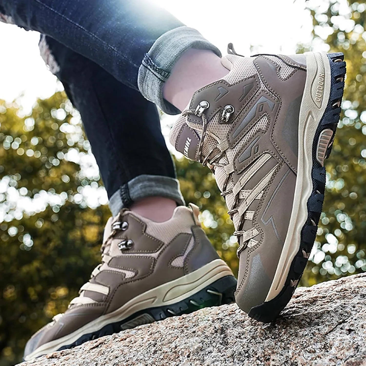 Man Hiking Boots Men's Hiking Shoes Lightweight Non Slip Outdoor Ankle Boots Outdoor Casual Breathable Hike Shoe
