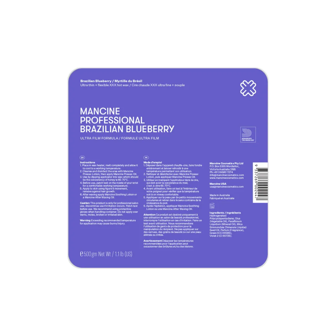 Mancine Brazilian Blueberry Hot Wax 500g