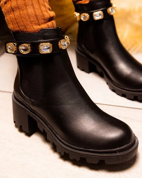 Mata FollowMe2 Jeweled Strap Round Toe Lugged Booties