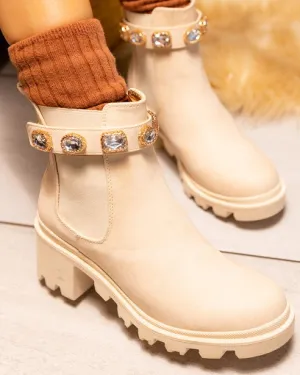 Mata FollowMe2 Jeweled Strap Round Toe Lugged Booties