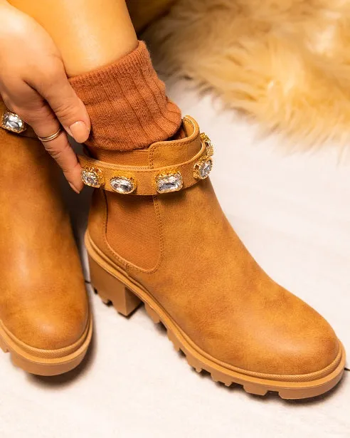 Mata FollowMe2 Jeweled Strap Round Toe Lugged Booties