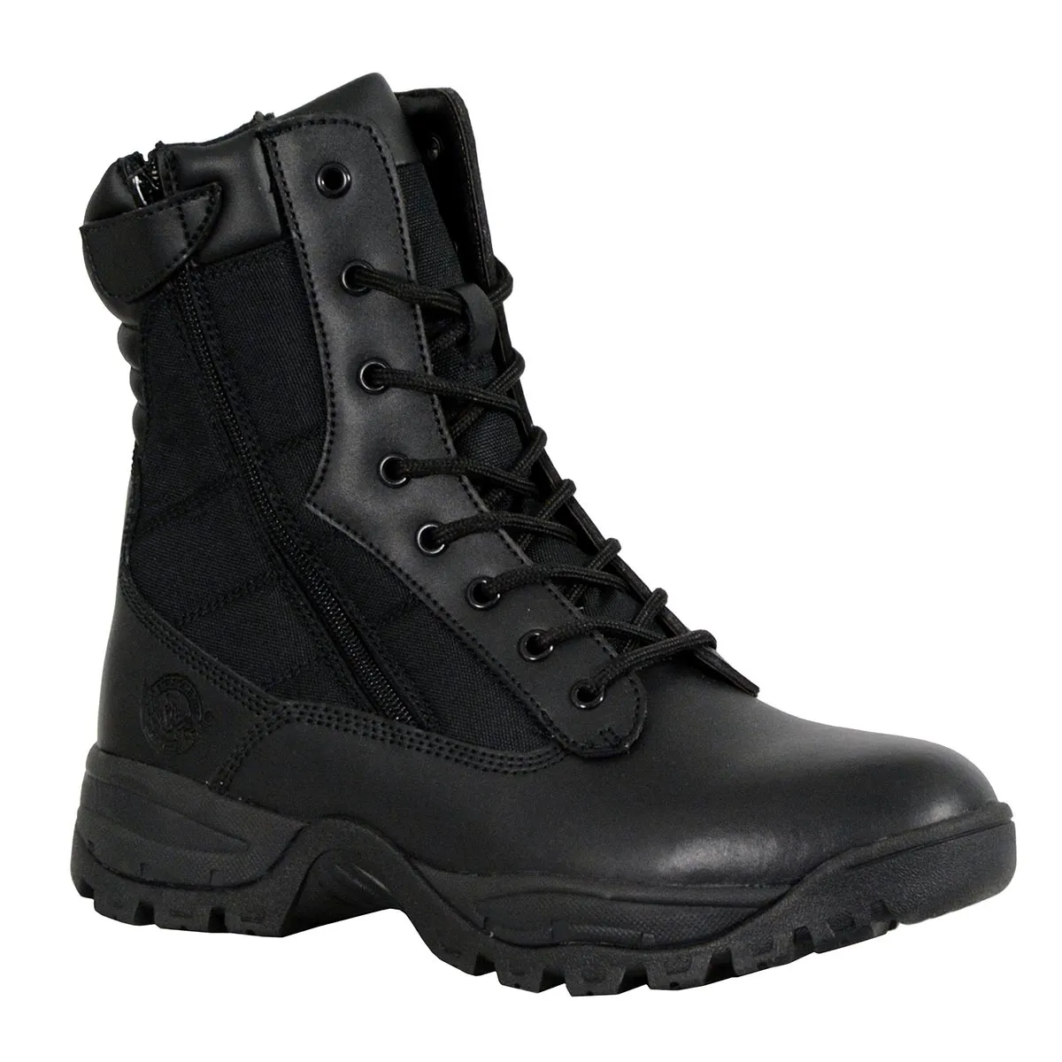 MBM9110 Men's 9in Black Leather Lace-Up Tactical Boots with Side Zippers