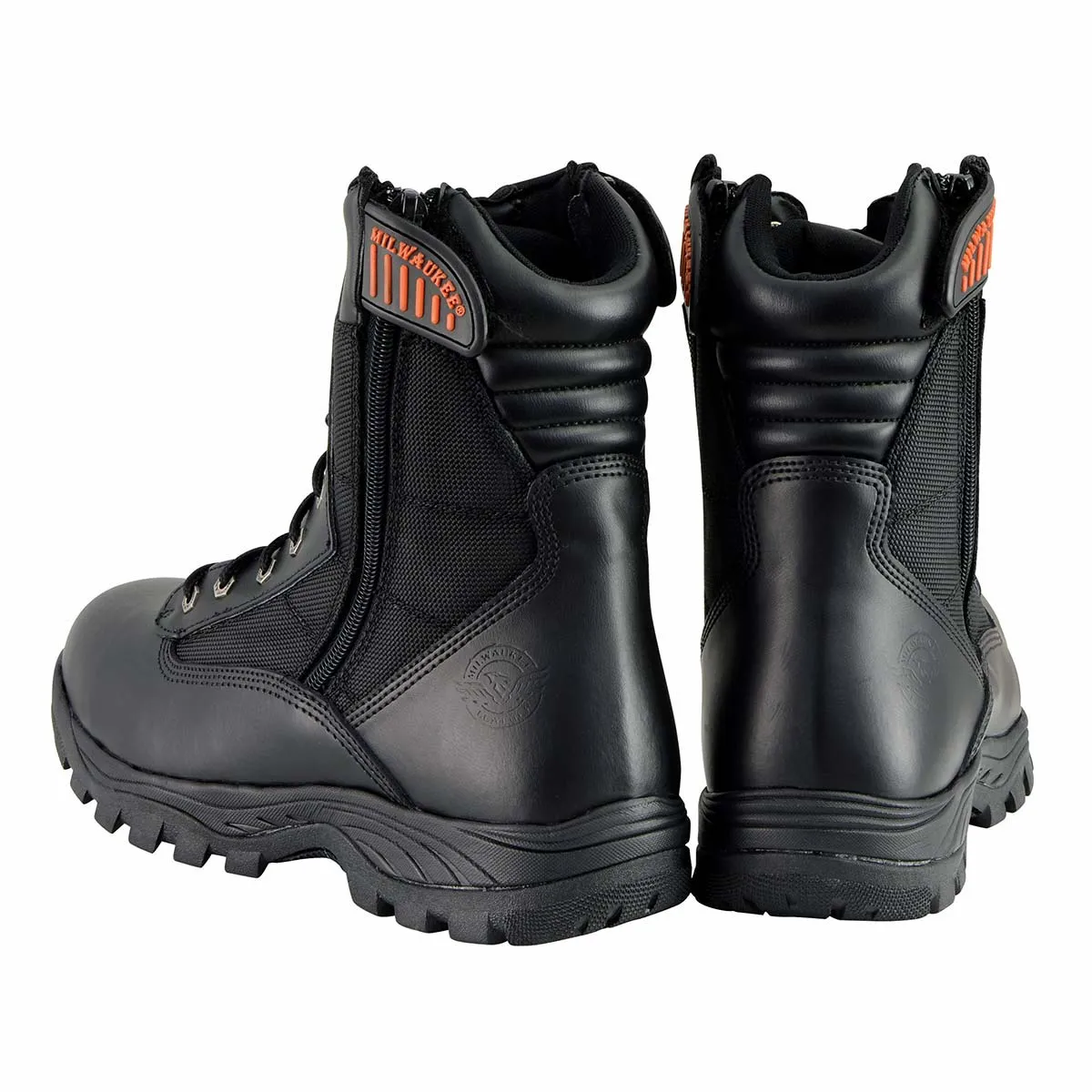 MBM9110 Men's 9in Black Leather Lace-Up Tactical Boots with Side Zippers