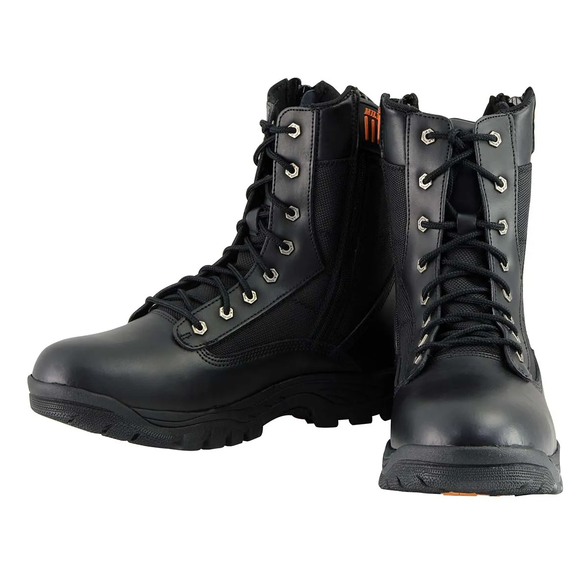 MBM9110 Men's 9in Black Leather Lace-Up Tactical Boots with Side Zippers