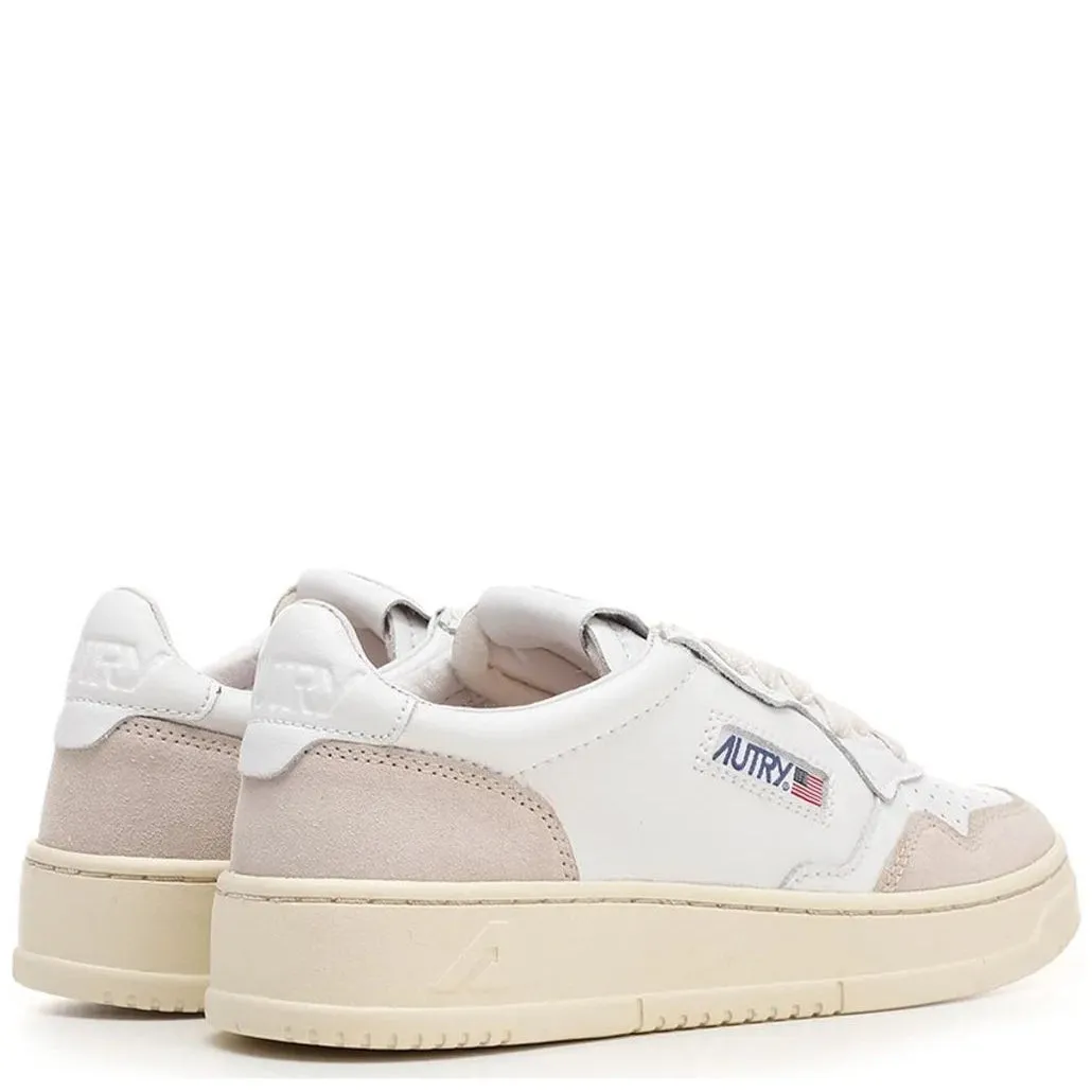 Medalist Low Sneaker (White Leather   Beige Suede)