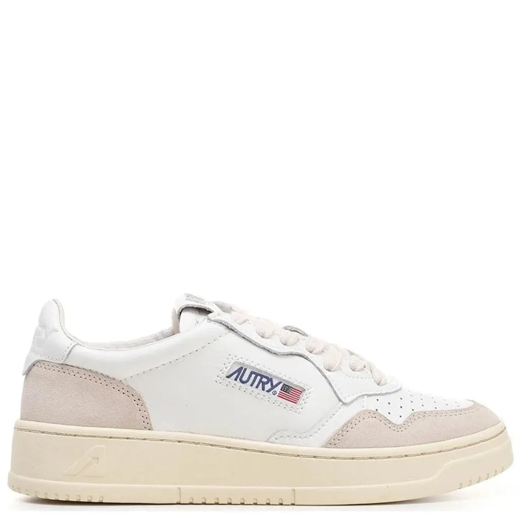 Medalist Low Sneaker (White Leather   Beige Suede)