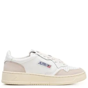 Medalist Low Sneaker (White Leather   Beige Suede)