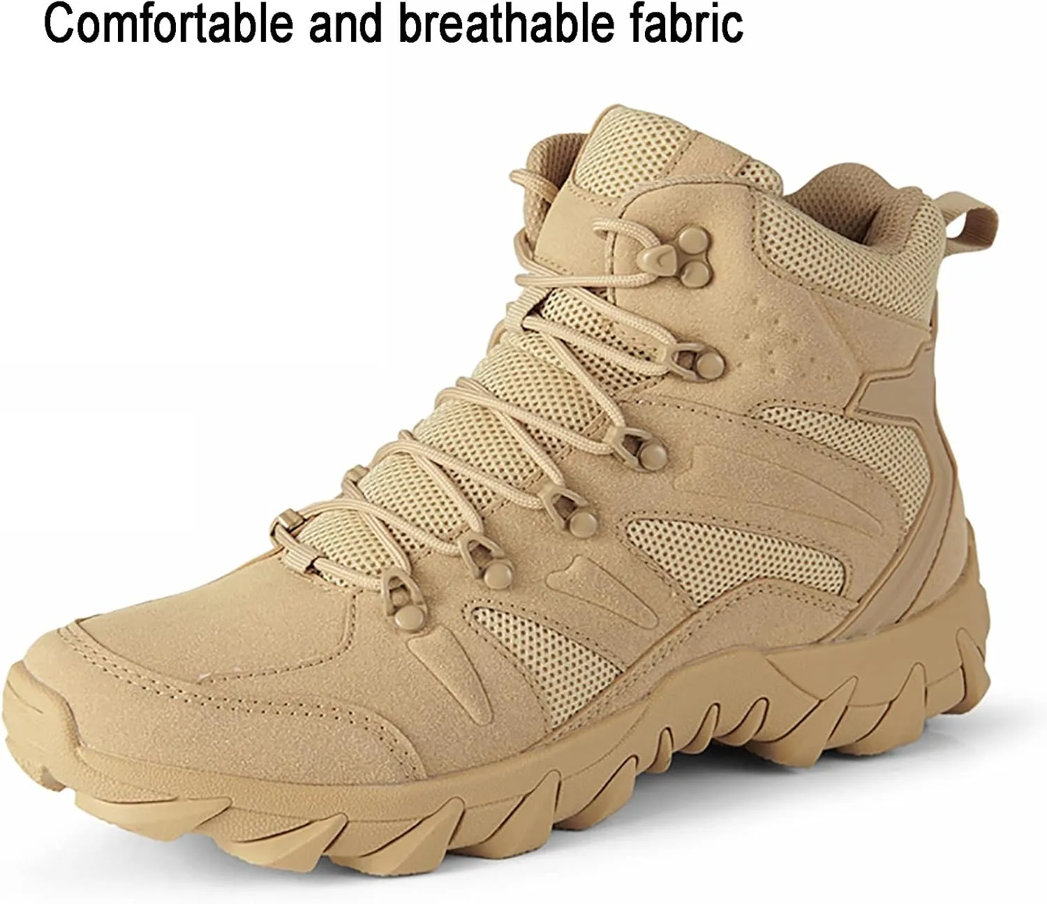 Men Desert Tactical Military Boots, Spring and Fall Lightweight and Breathable Suede Leather Woodland Boot,for Outdoor Waterproof Non-Slip Work Boots