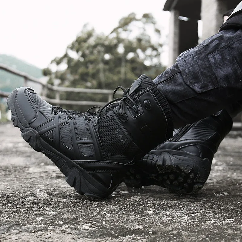 Men Military Tactical Leather Waterproof Boots