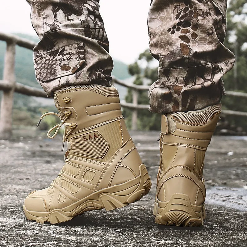 Men Military Tactical Leather Waterproof Boots