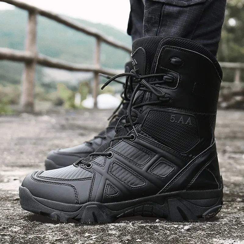 Men Military Tactical Leather Waterproof Boots