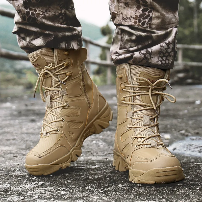 Men Military Tactical Leather Waterproof Boots