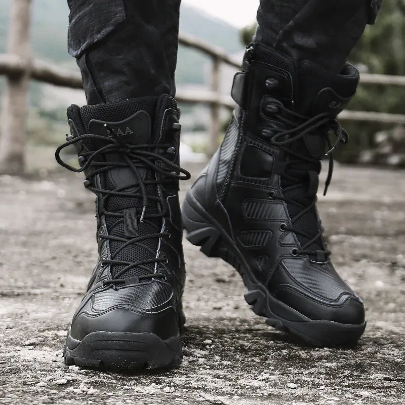 Men Military Tactical Leather Waterproof Boots
