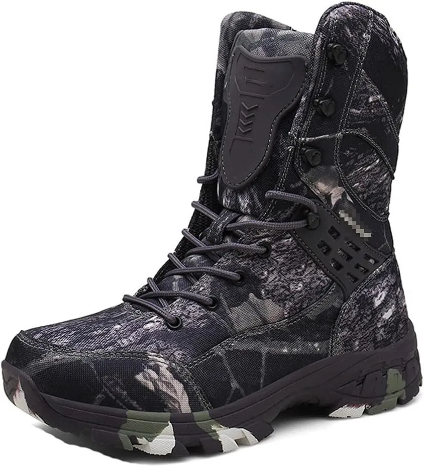 Men Special Force Tactical Boots, Outdoor Non-Slip Desert Combat Shoes, Camo Waterproof Military Hunting Boots