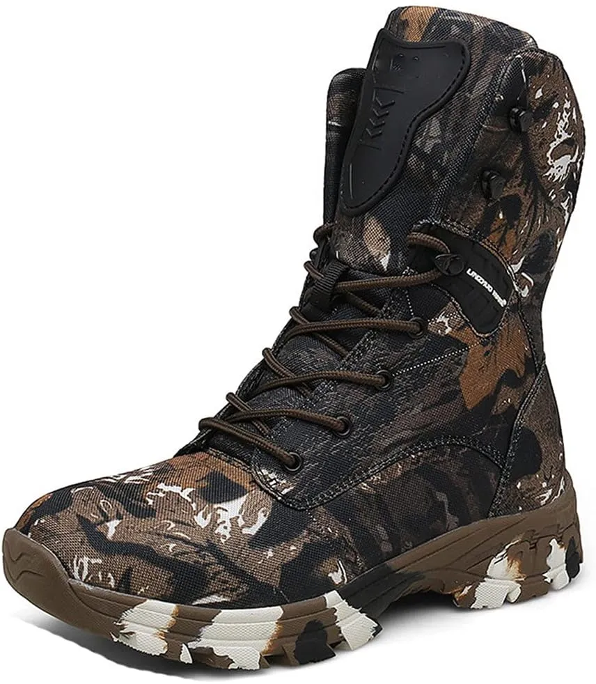 Men Special Force Tactical Boots, Outdoor Non-Slip Desert Combat Shoes, Camo Waterproof Military Hunting Boots